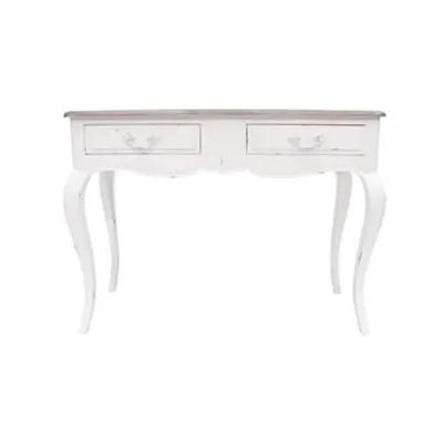Chantillac Hand Crafted Mahogany 2 Drawer Hall Table, White