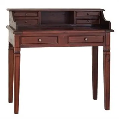 Mallory Mahogany Timber 6 Drawer Secretary Desk, 100cm, Mahogany