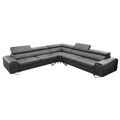 Majorca Leather Corner Sofa, Black