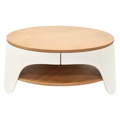 Jacca Round Coffee Table, 82cm, Natural / White