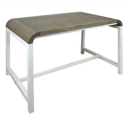 Hixton Solid Mango Wood Timber & Metal Desk, White
