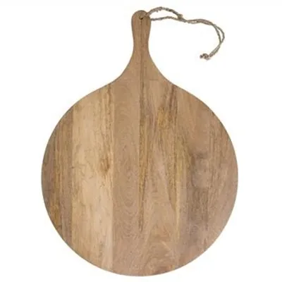 Blayney Mango Wood Round Serving Board with Handle, Large