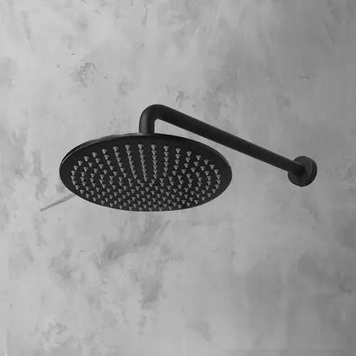 Bathroom rain shower Head Round  Black 250mm