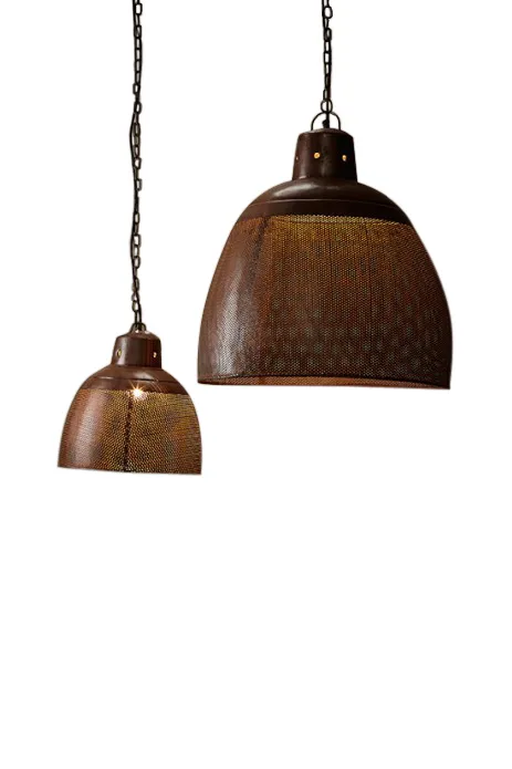 Copper Perforated Pendant Light - small