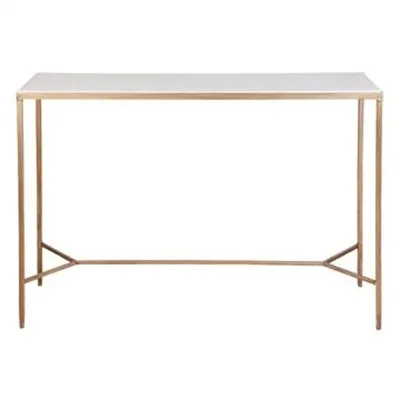 Chloe Stone Top Iron Console Table, 110cm, Antique Gold