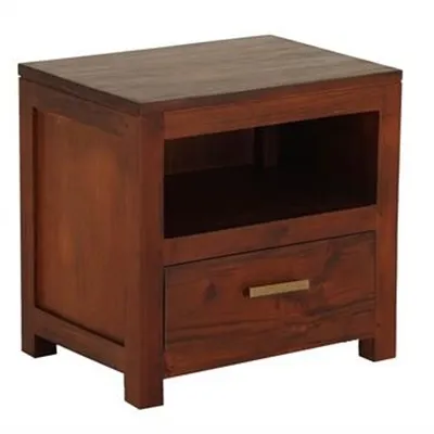 Milan Handcrafted Solid Mahogany Timber Single Drawer Bedside Table - Mahogany