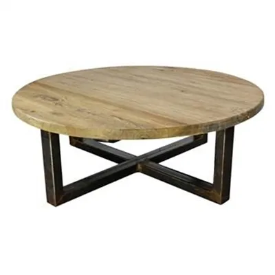 Aramis Reclaimed Elm Timber Round Coffee Table, 100cm