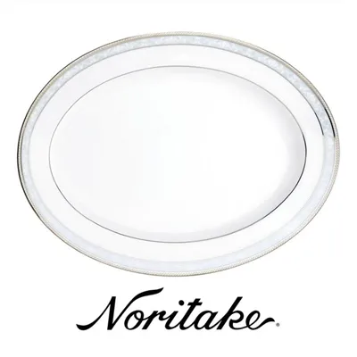 Noritake Hampshire Platinum Fine Porcelain Oval Platter
