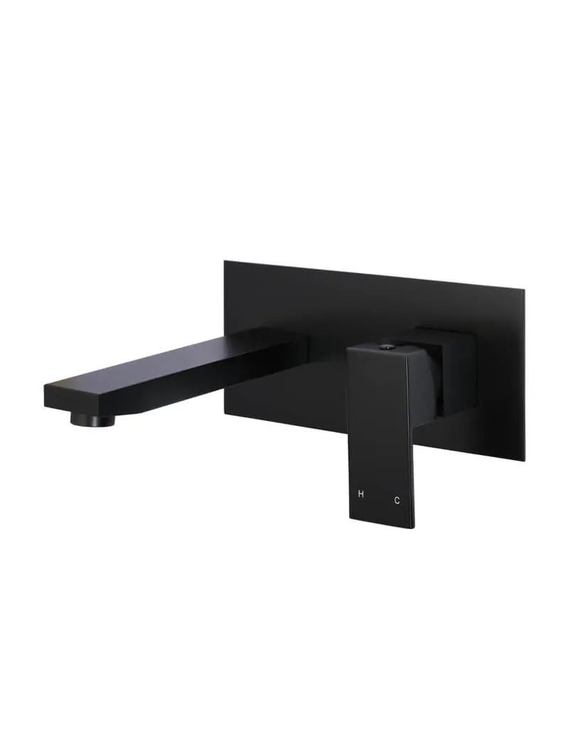 Meir | MATTE BLACK SQUARE WALL BASIN MIXER AND SPOUT - MC01