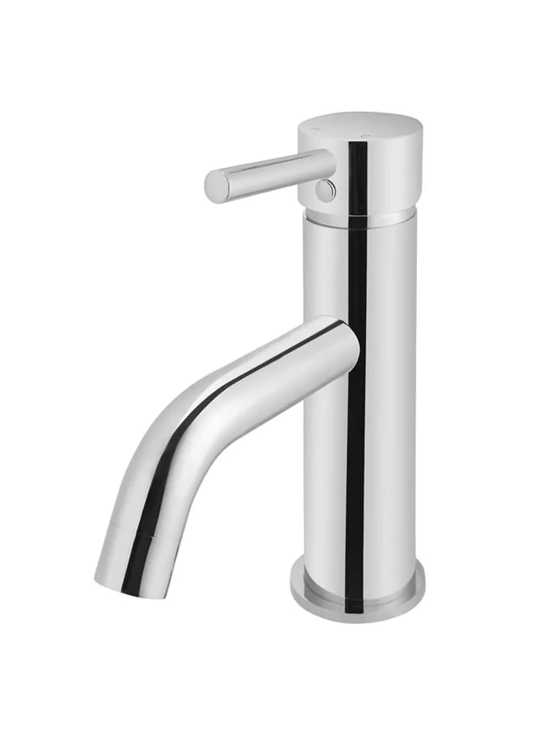 Meir | POLISHED CHROME ROUND BASIN MIXER CURVED