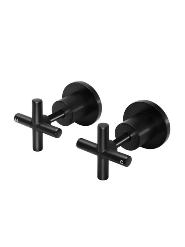 Meir | MATTE BLACK ROUND JUMPER VALVE WALL TOP ASSEMBLIES