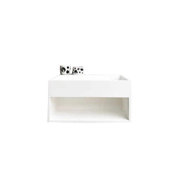 Wall Hung Solid Surface Basin Vanity with Shelf