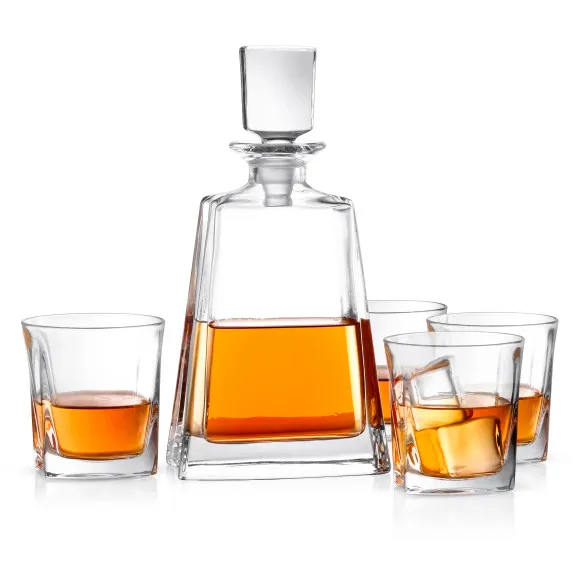 Luna Non-Leaded Crystal 5-Piece Whiskey Decanter Set