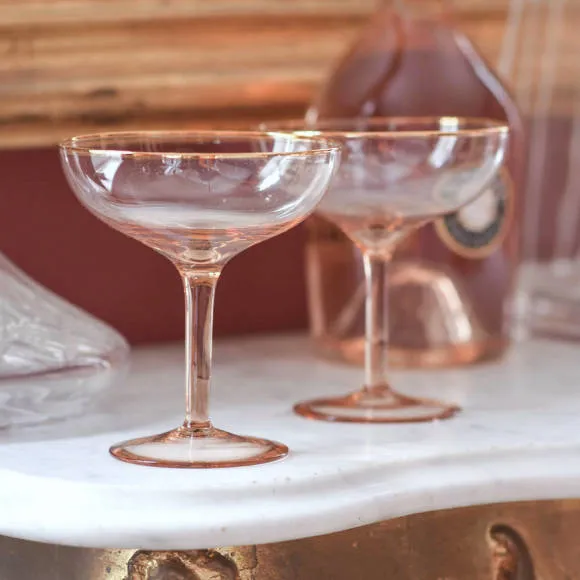 Set of two Blush Pink Champagne Glasses