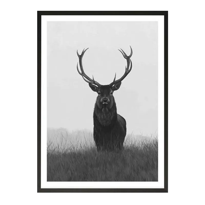 Black & White Elk Art Print