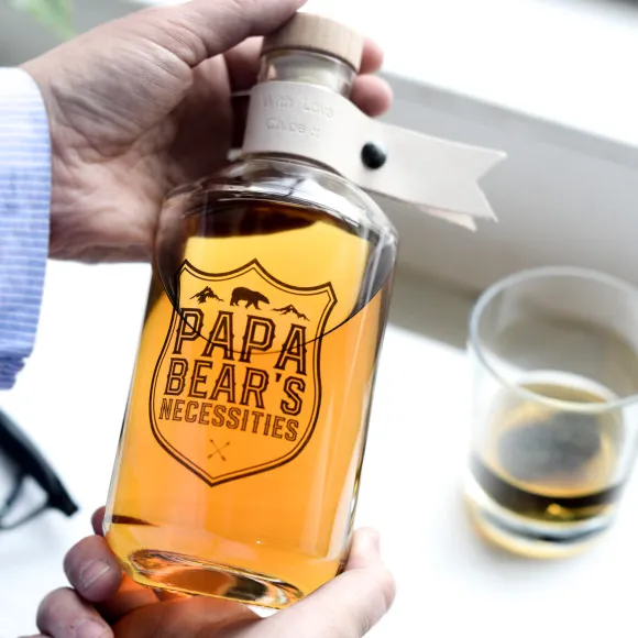 Personalised Papa Bear's Necessities Glass Decanter