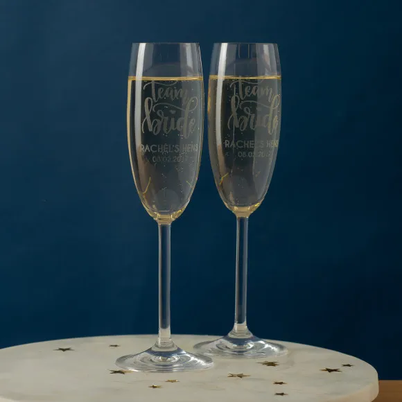 Personalised Team Bride Champagne Glass