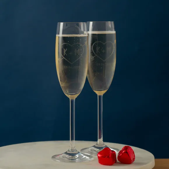 Personalised Initials In Heart Champagne Glass