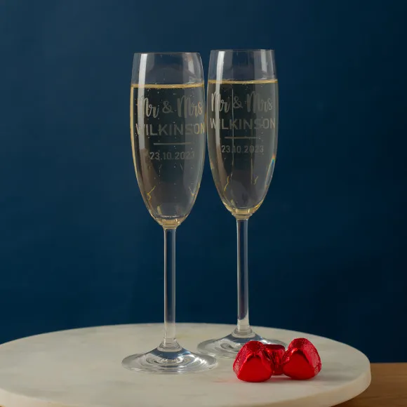 Personalised Mr & Mrs Date Champagne Glass