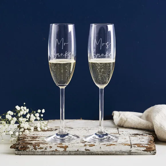 Personalised couple's Champagne glasses (set of two)