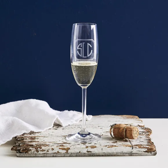 Personalised monogrammed art deco style champagne glass
