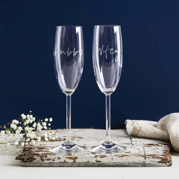 Personalised couple's wedding Champagne glasses (set of two)