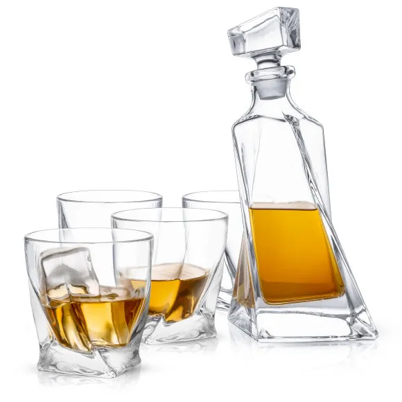 Atlas Non-Leaded Crystal 5 Piece Whiskey Decanter Set
