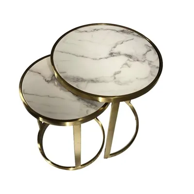 Splendour Side Table Set White Marble