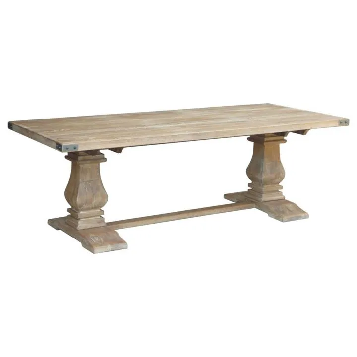 Oatley Mango Wood Pedestal Dining Table, 230cm, Honey Wash