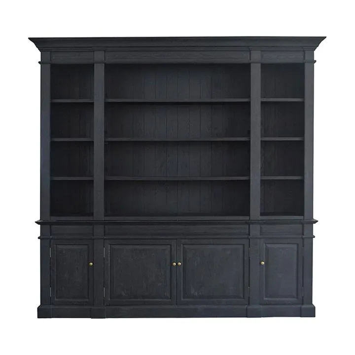 Dundee Oak Timber Bookcase, 240cm, Black Oak