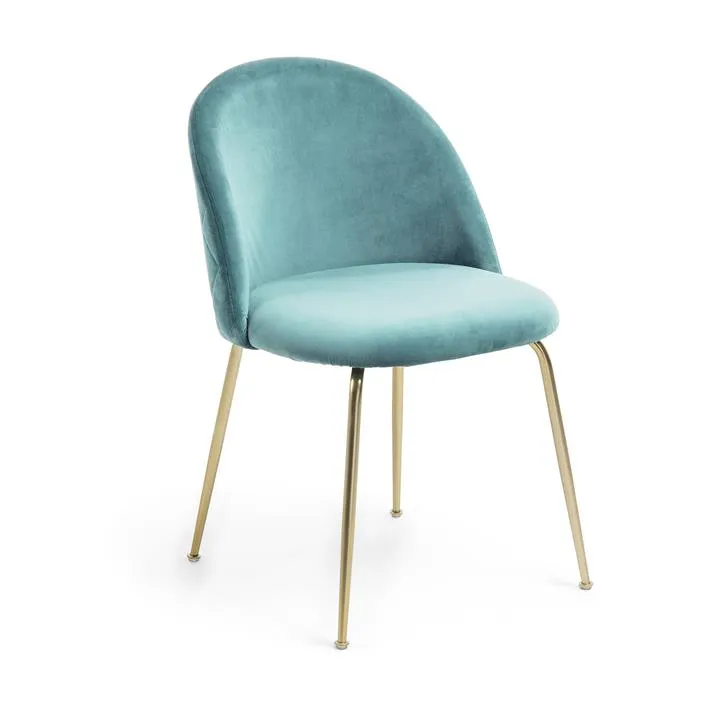 Loftus Velvet Fabric Dining Chair, Turquoise / Gold