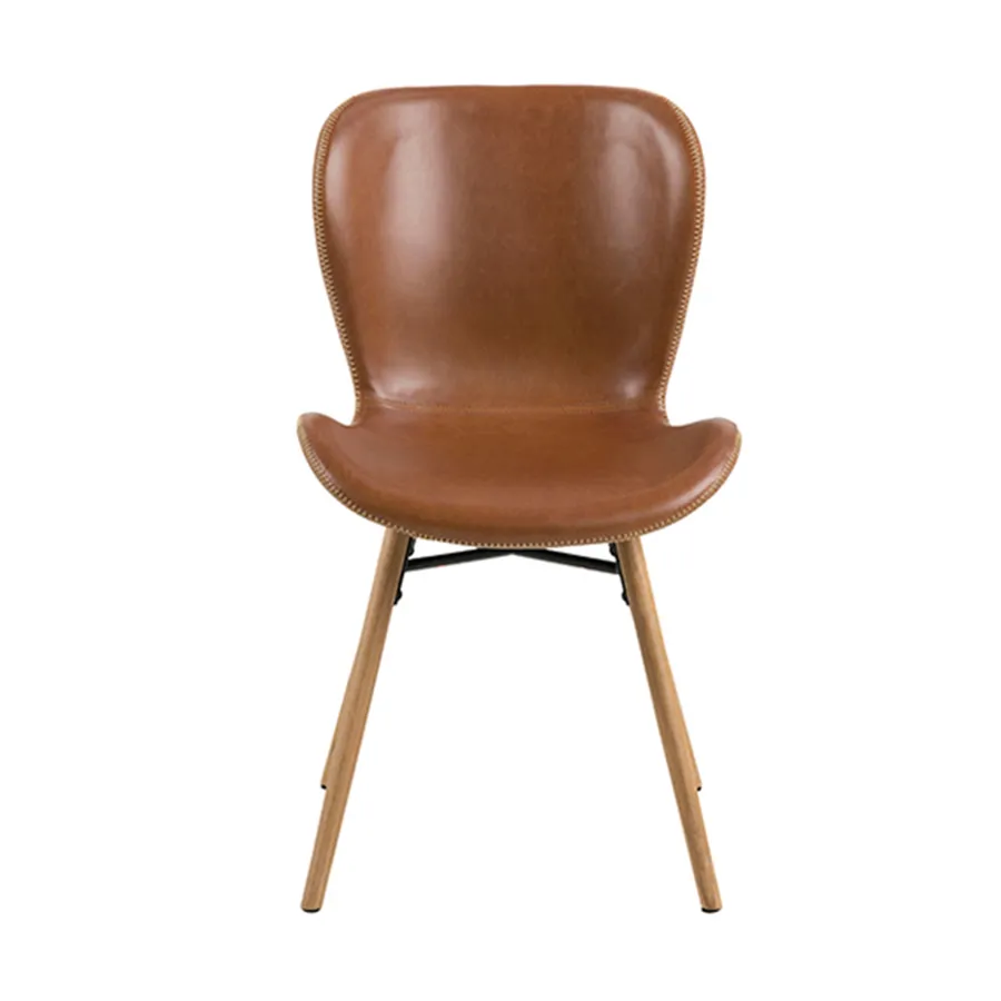 Batilda Dining Chair in Brandy PU / Oak Leg