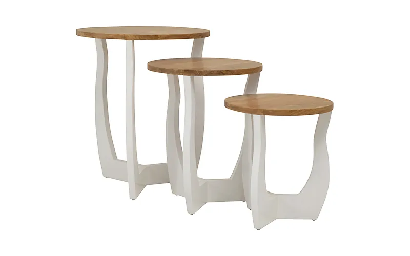Coco Nest of 3 Tables in Mangowood /  White Leg