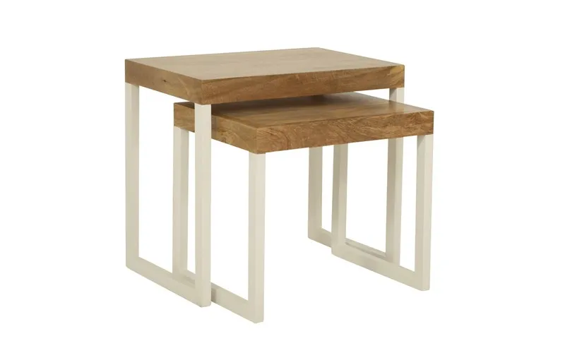Kortina Nest of Tables in Mangowood / White Leg