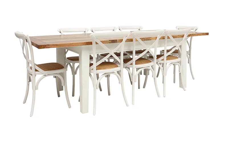 Mango Creek Extension Dining Table 170-250cm in Clear / White