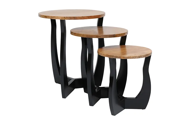 Coco Nest of 3 Tables in Mangowood / Black Leg