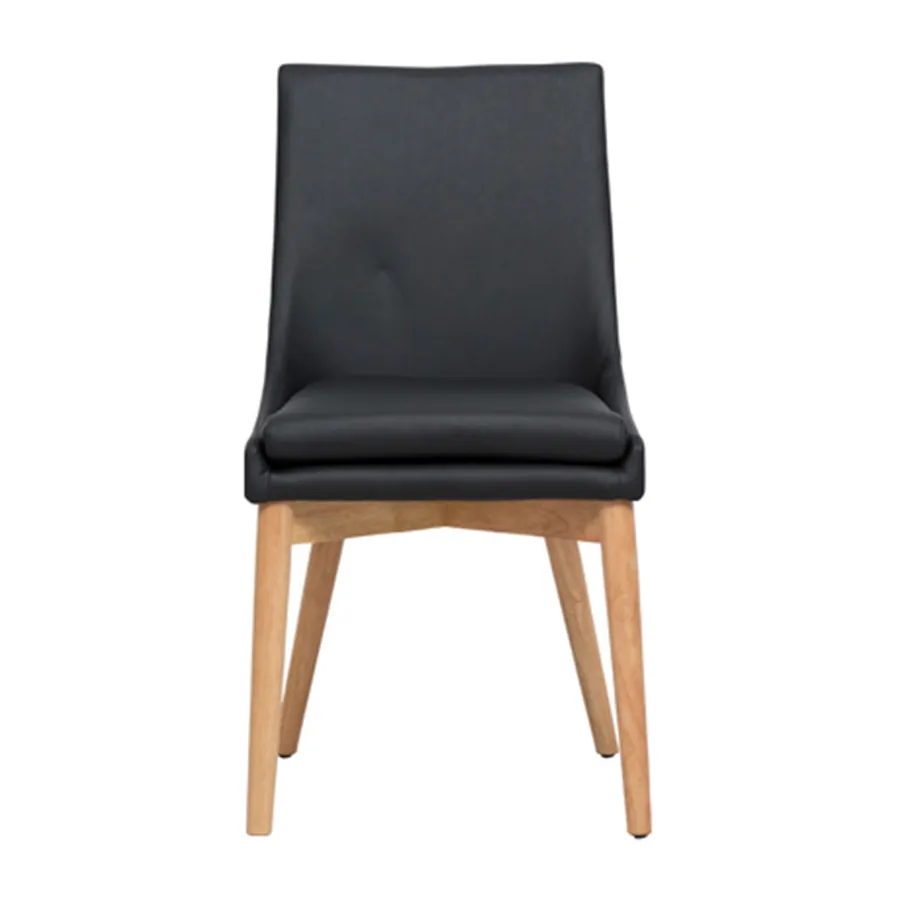 Highland Dining Chair in Leather Black / Clear