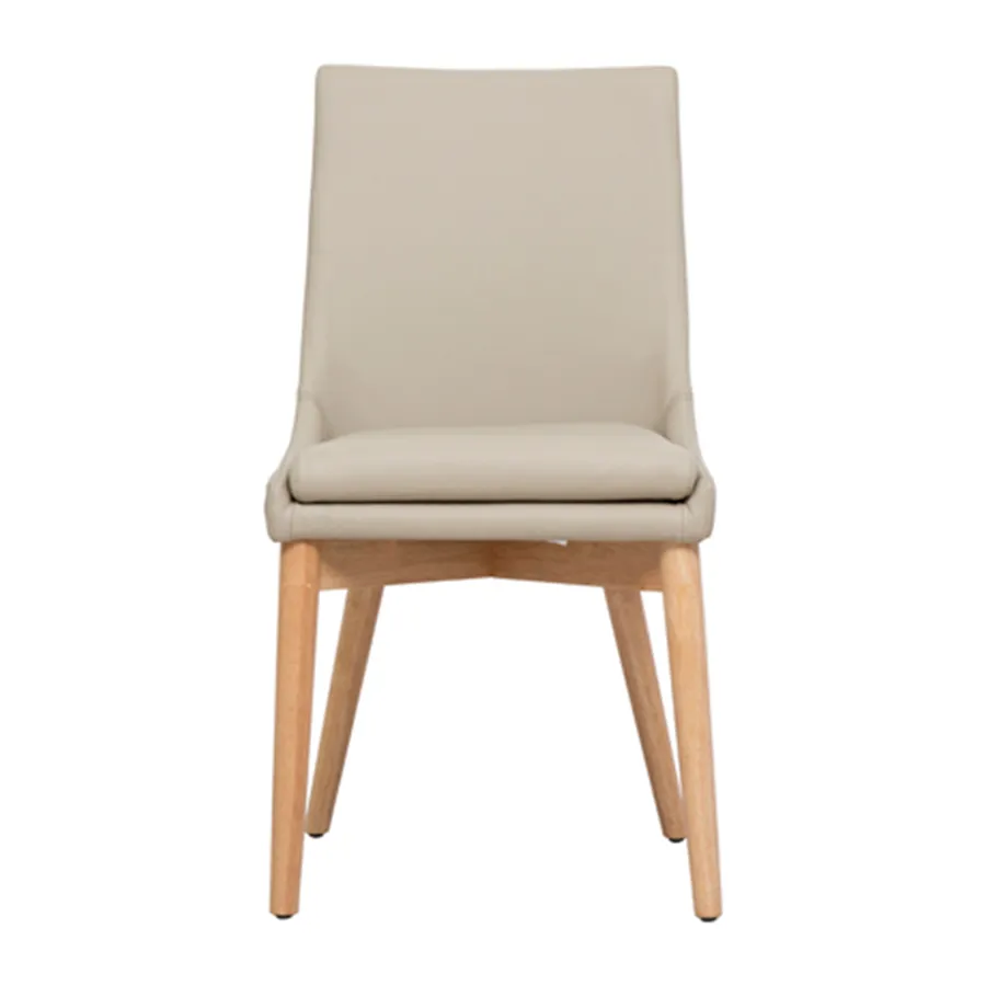Highland Dining Chair in Leather Light Mocha / Clear
