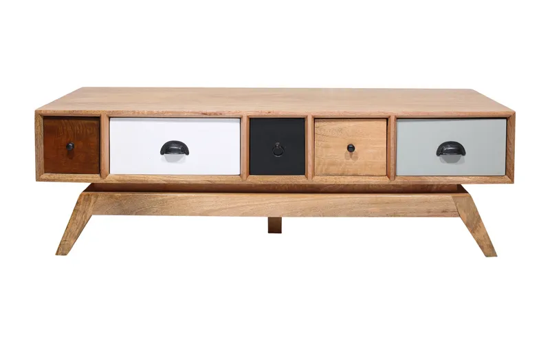 Sari Art Coffee Table with Drawers 130cm in Clear / Multi