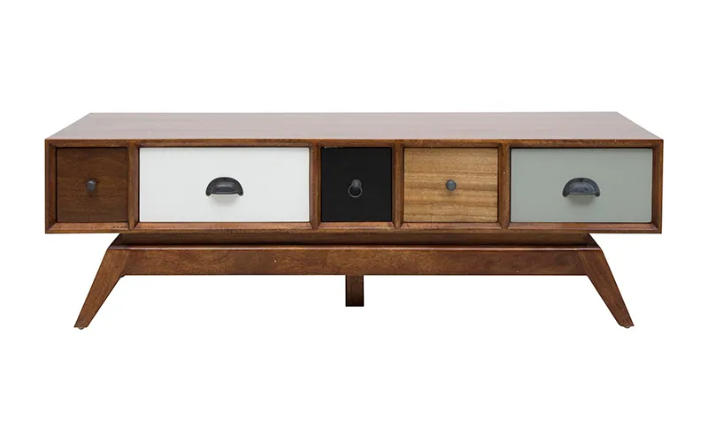 Sari Art Coffee Table with Drawers 130cm in Tea Brown / Multi