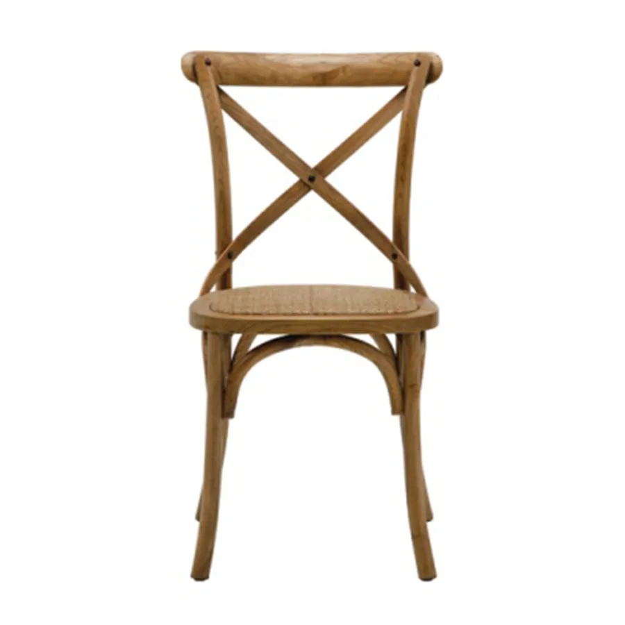 Cristo Cross Back Chair in Natural Oak Stain / Rattan