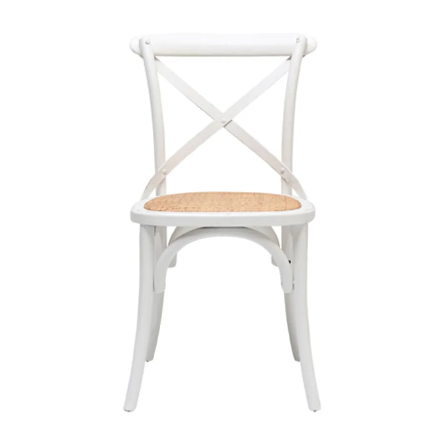 Cristo Cross Back Chair in Weathered White / Rattan