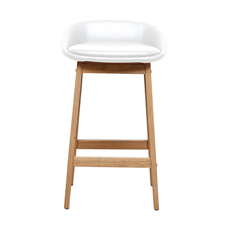 Blume Bar Stool in White PU / Clear Lacquer