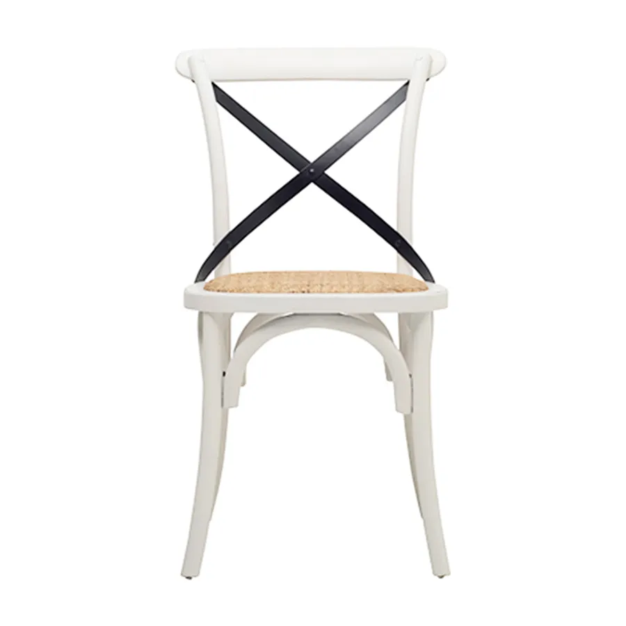 Cristo Cross Back Chair in Weathered White / Black Strap