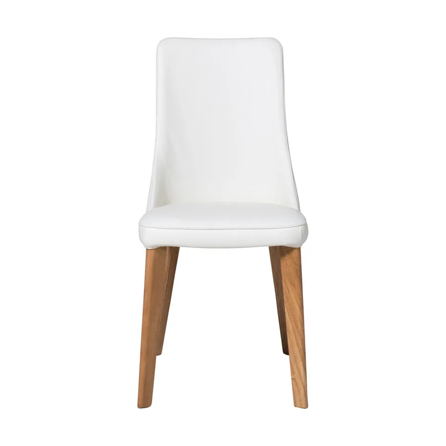 Panama Dining Chair in Leather Pure White / Clear