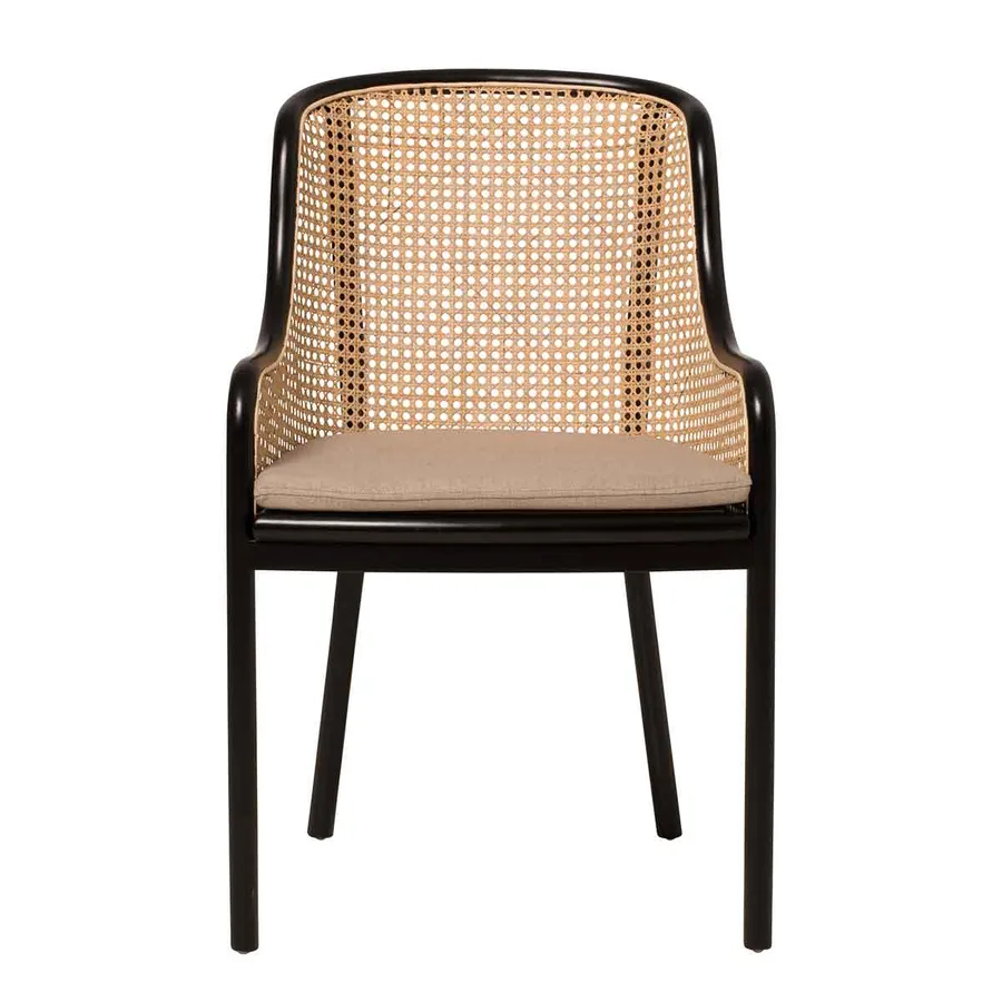 Totti Dining Chair in Black Frame / Natural Wicker