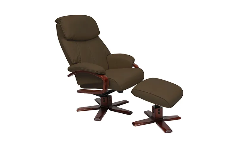Turner Recliner Chair + Ottoman in Chocolate / Chocolate Leg