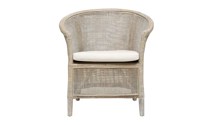Skye Designer Chair in Whitewash Rattan