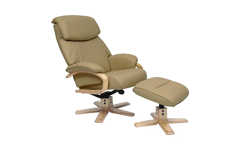 Turner Recliner Chair + Ottoman in Almond / Natural Leg