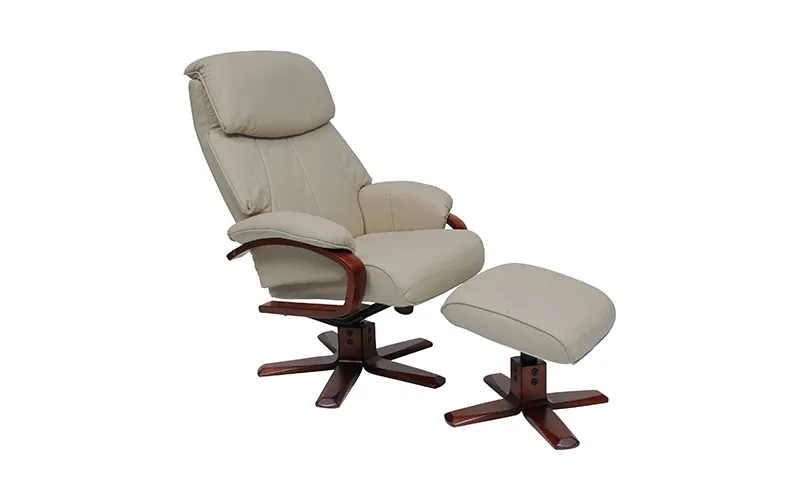 Turner Recliner Chair + Ottoman in Grey / Chocolate Leg